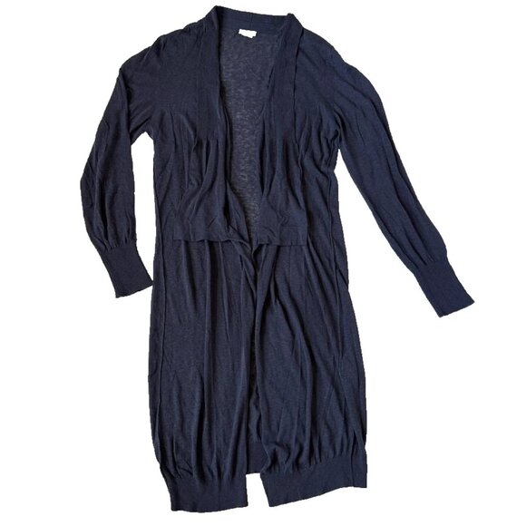 Crea Concept Womens 42 L Open Cardigan Sweater Linen Cotton Blue Duster Turkey - Picture 1 of 10